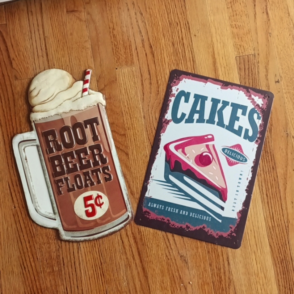Vintage-style tin signs
